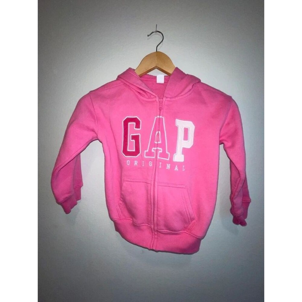 Classic GAP Kids Pink Full-Zip Arch Logo Hoodie - Size XS (4/5)